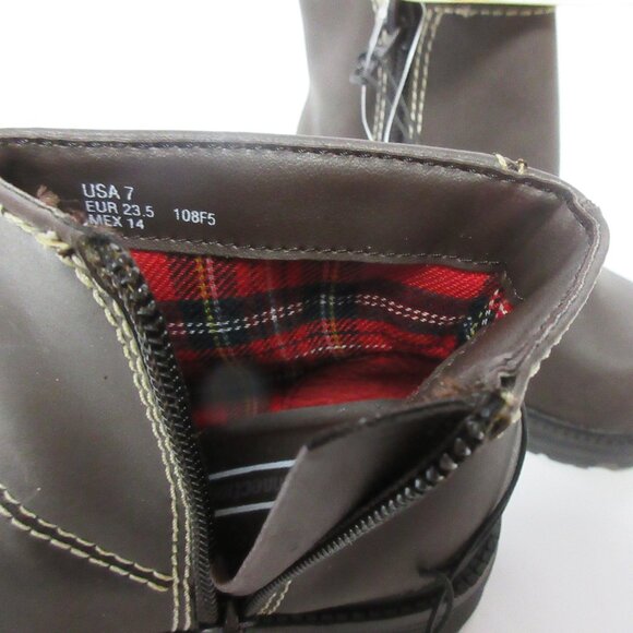 Kid Connection Toddler Girls Brown Zipper Shelby Boots Sz 7 Man Made Sintetico - Picture 5 of 5